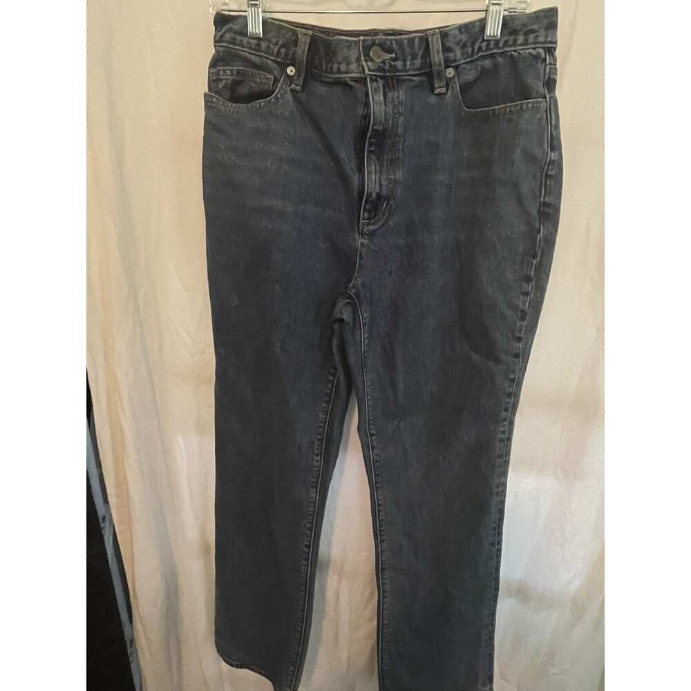 Lands' End Women High-Rise Straight Leg Blue Jeans Size 10 Inseam 30" 99% Cotton
